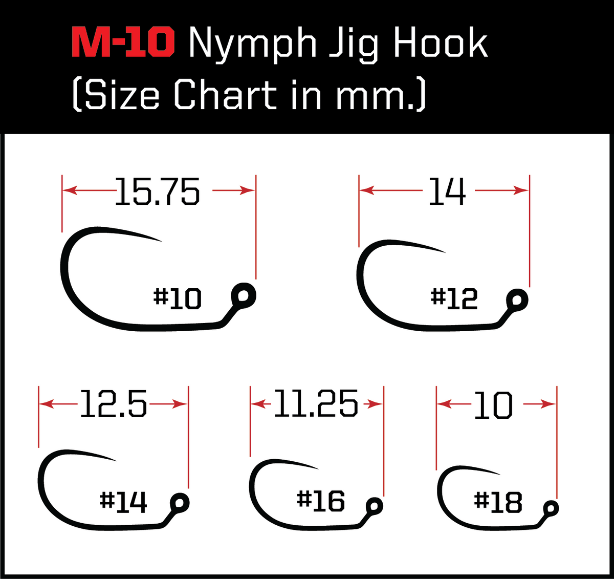 M10 Nymph Hook Size Chart