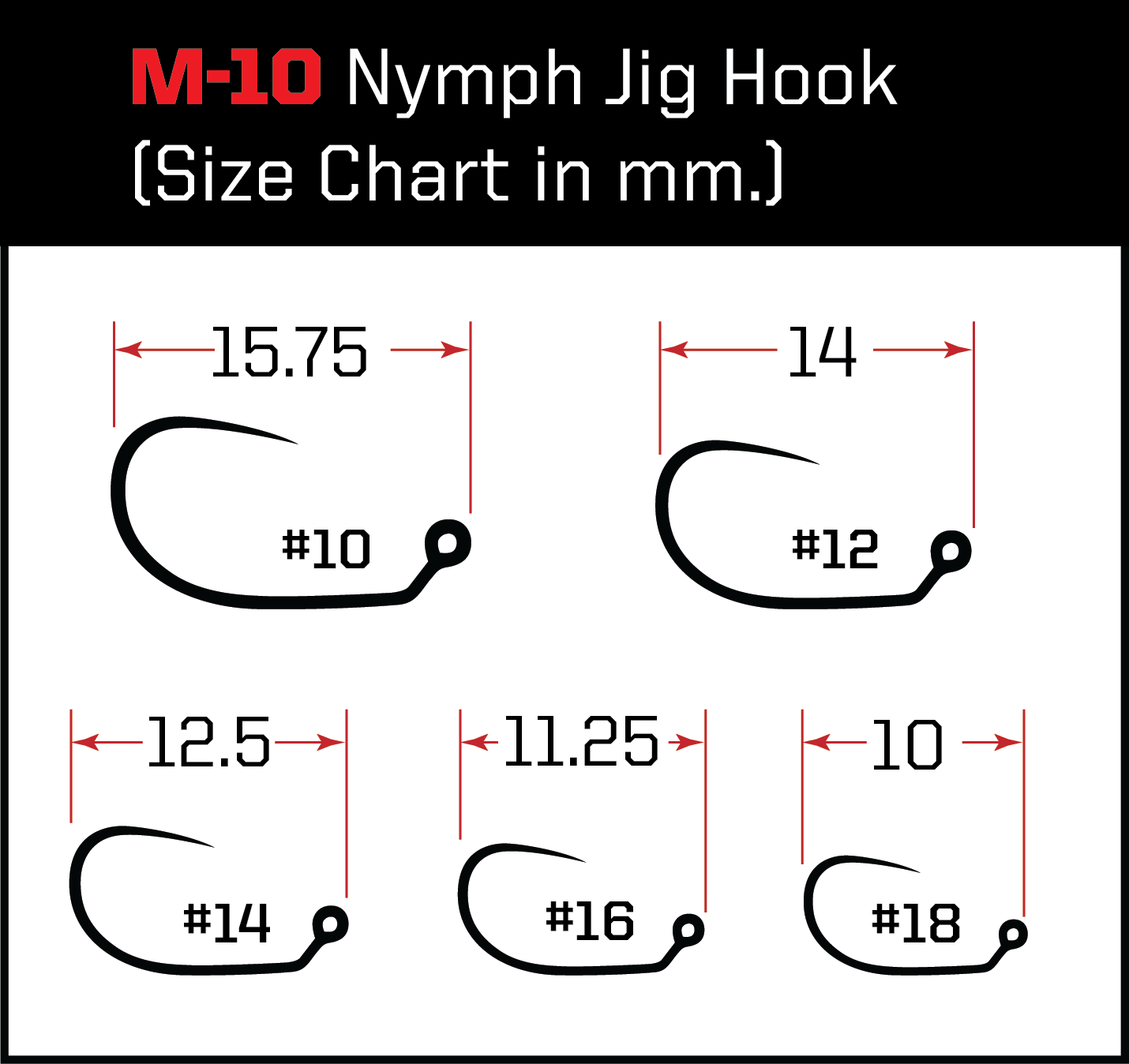 M10 Nymph Hook Size Chart